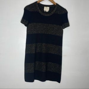 Kate Spade Black and Gold Freyda knit sweater dress